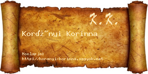 Korányi Korinna névjegykártya